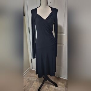 Evan Picone Little Black Dress Push-Up Ruched Sleeves Size 6